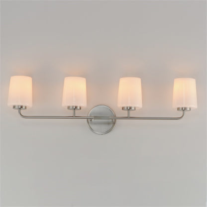 Maxim Lighting Durham 4 Light 9.25" Bath Vanity, Satin Nickel/White
