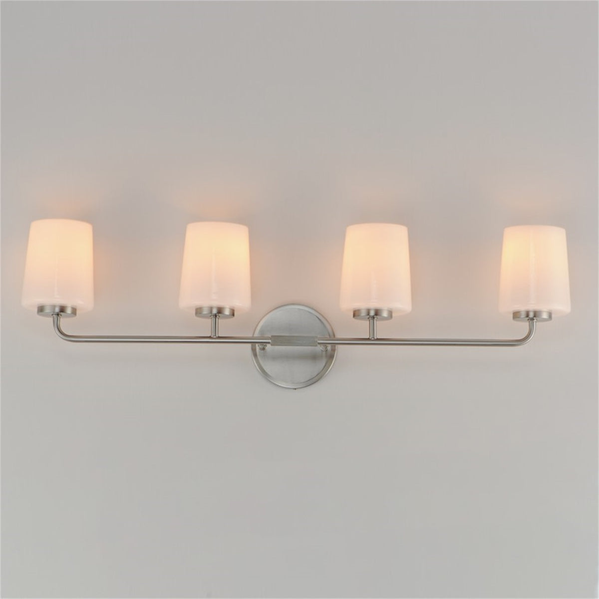 Maxim Lighting Durham 4 Light 9.25" Bath Vanity, Satin Nickel/White
