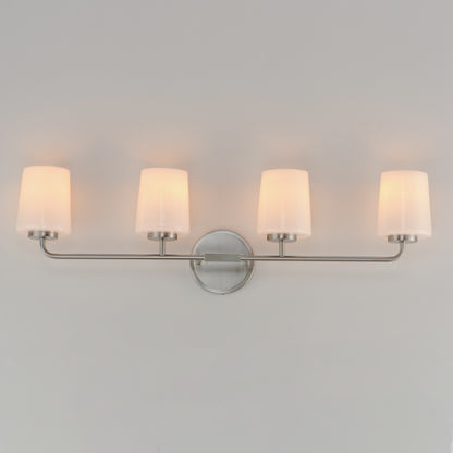 Maxim Lighting Durham 4 Light 9.25" Bath Vanity, Satin Nickel/White