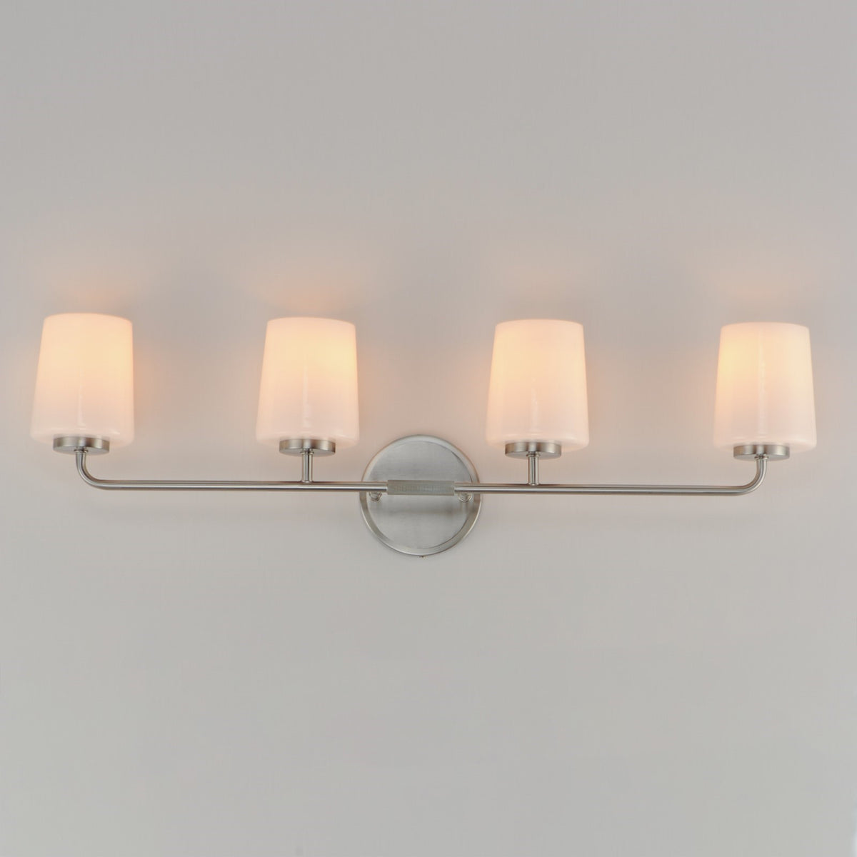 Maxim Lighting Durham 4 Light 9.25" Bath Vanity, Satin Nickel/White