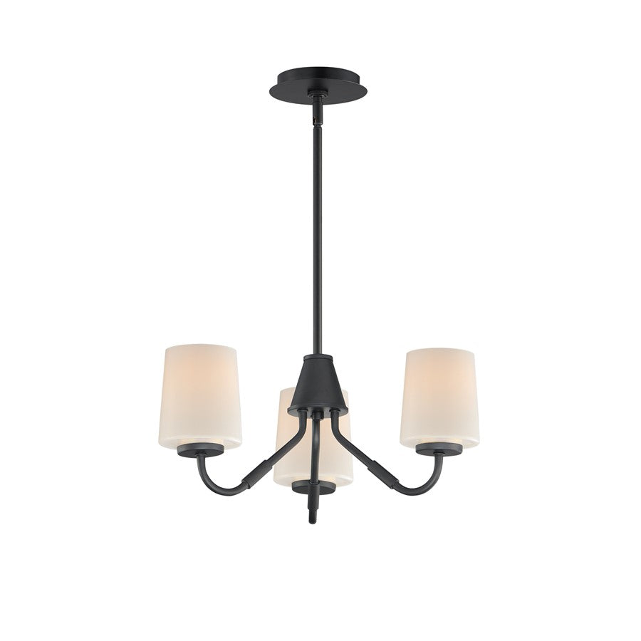Maxim Lighting Durham 3 Light Mini Chandelier, Black/White - 12695WTBK
