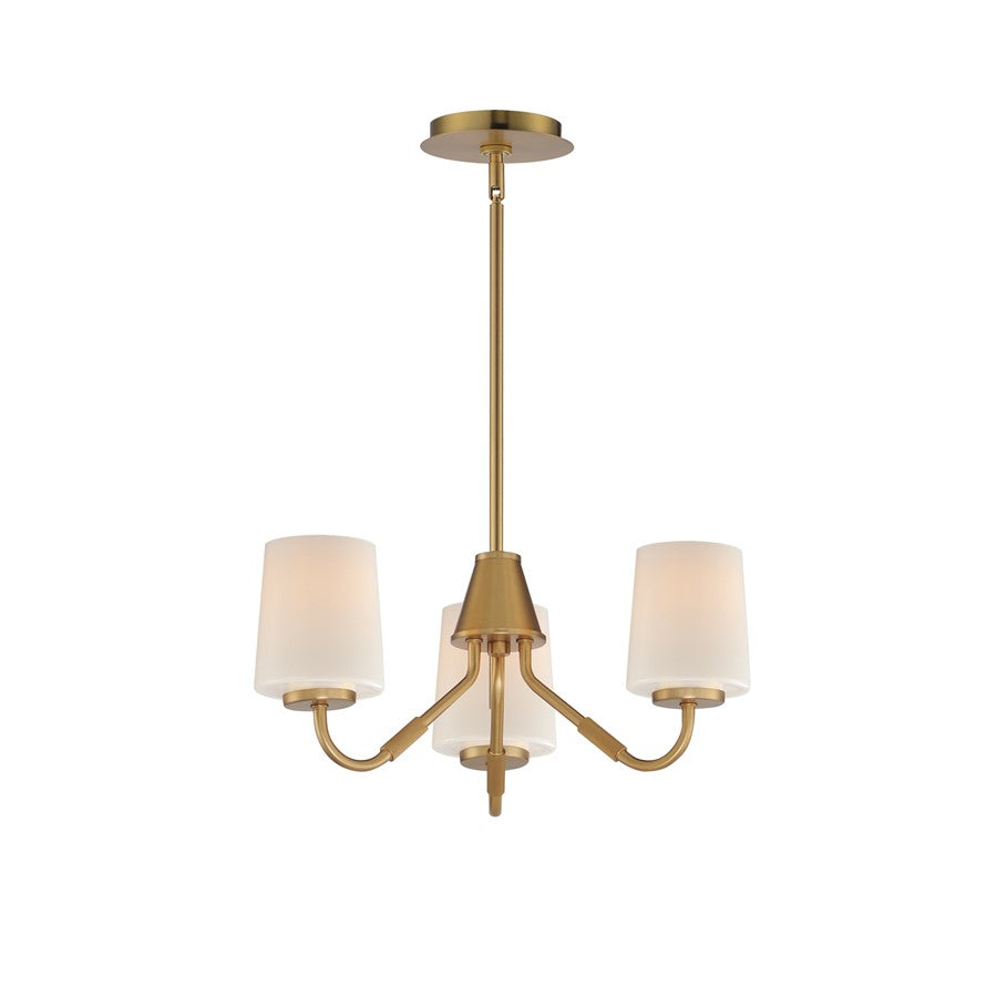 Maxim Lighting Durham 3 Light Mini Chandelier, Aged Brass/White - 12695WTNAB