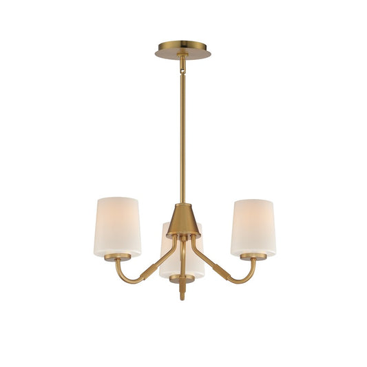 Maxim Lighting Durham 3 Light Mini Chandelier, Aged Brass/White - 12695WTNAB