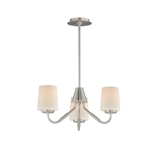 Maxim Lighting Durham 3 Light 8" Mini Chandelier, Satin Nickel/White - 12695WTSN