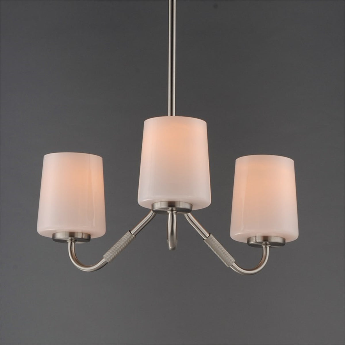 Maxim Lighting Durham 3 Light 8" Mini Chandelier, Satin Nickel/White