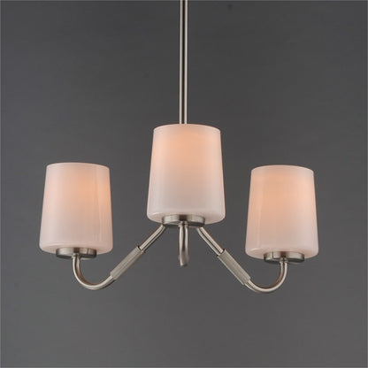 Maxim Lighting Durham 3 Light 8" Mini Chandelier, Satin Nickel/White