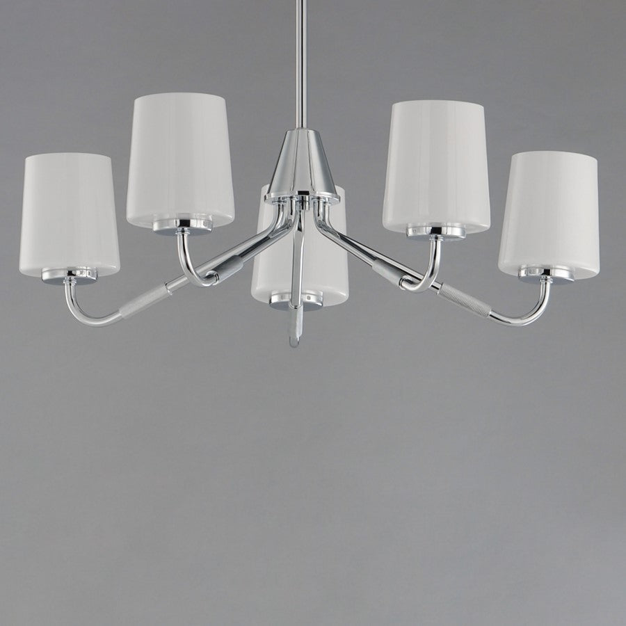 Maxim Lighting Durham 5Lt Single-Tier Chandelier, Chrome/White