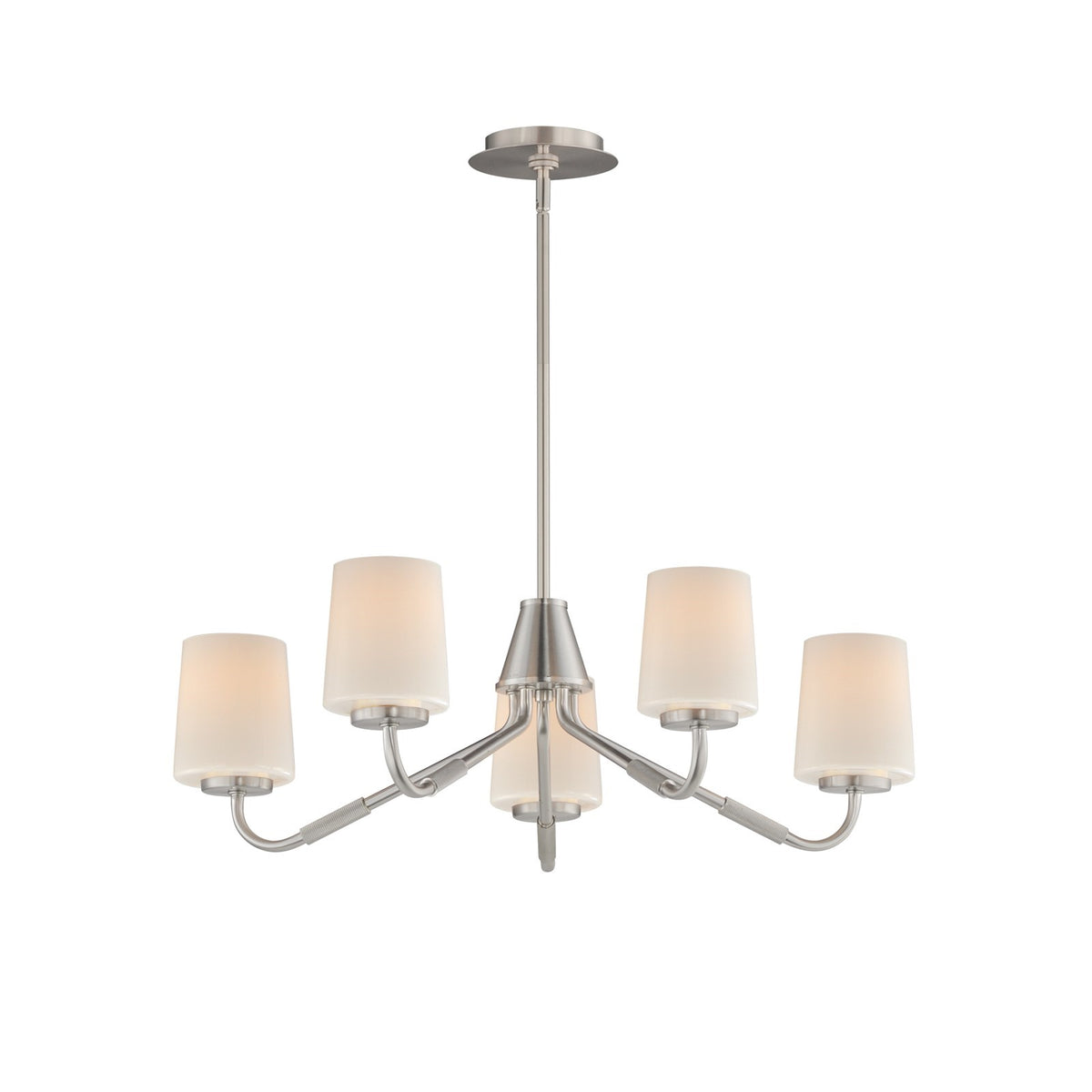 Maxim Lighting Durham 5Lt 8" Single-Tier Chandelier, Nickel/White