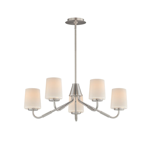 Maxim Lighting Durham 5Lt 8" Single-Tier Chandelier, Nickel/White
