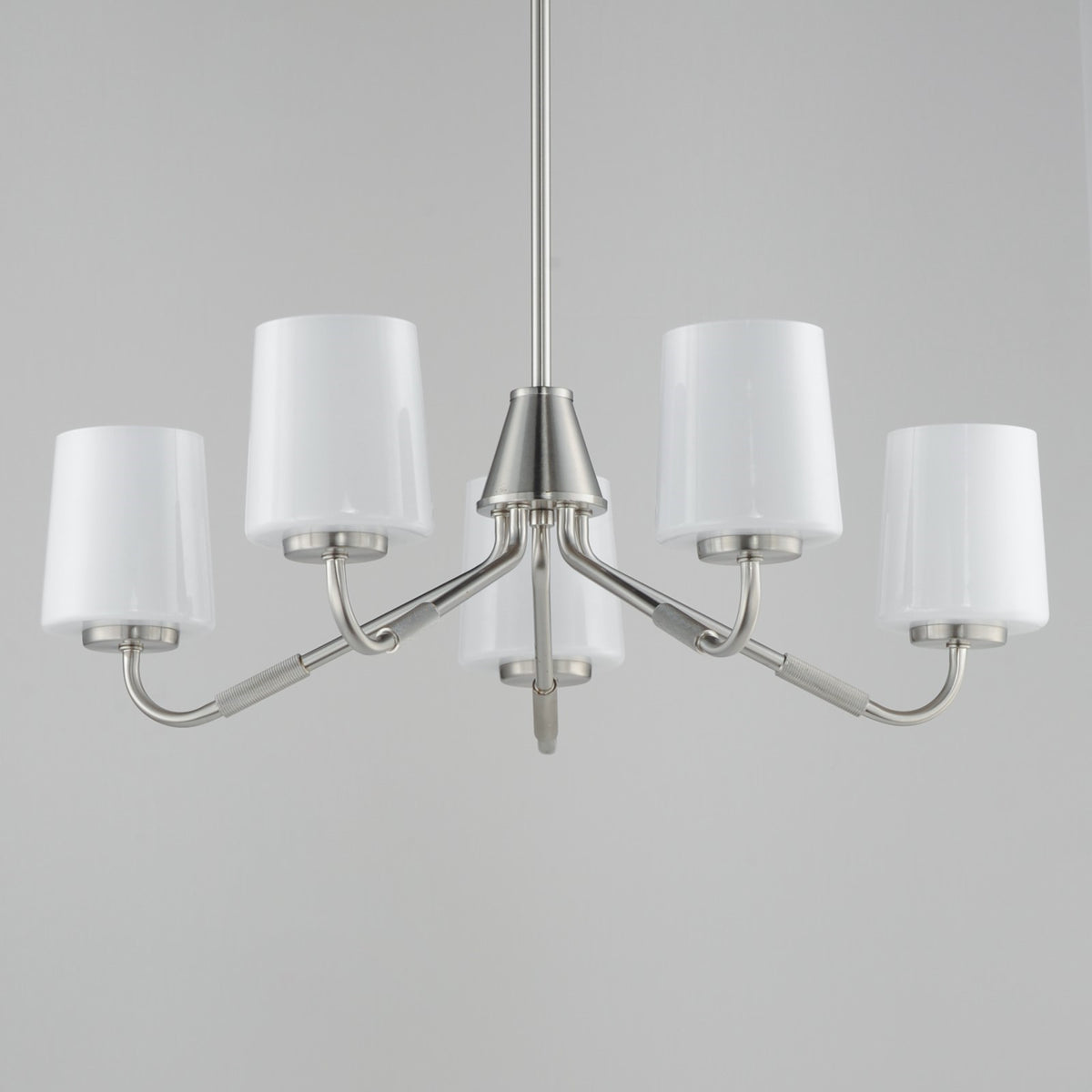 Maxim Lighting Durham 5Lt 8" Single-Tier Chandelier, Nickel/White
