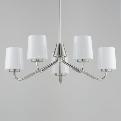 Maxim Lighting Durham 5Lt 8" Single-Tier Chandelier, Nickel/White