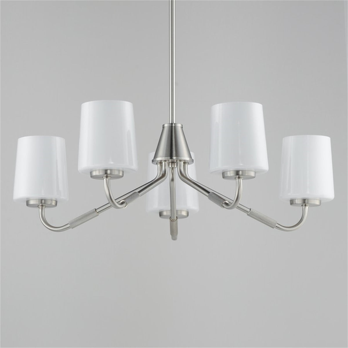 Maxim Lighting Durham 5Lt 8" Single-Tier Chandelier, Nickel/White