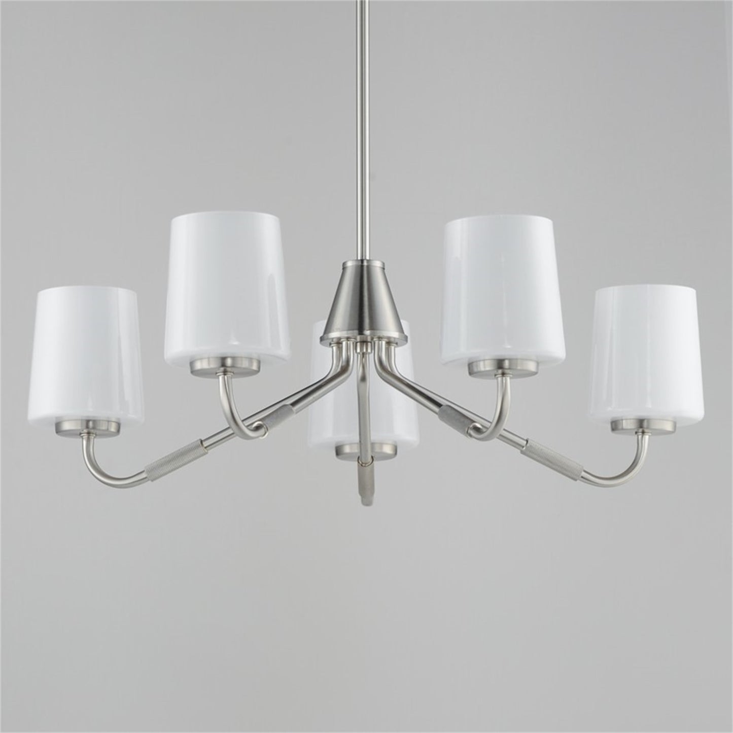 Maxim Lighting Durham 5Lt 8" Single-Tier Chandelier, Nickel/White