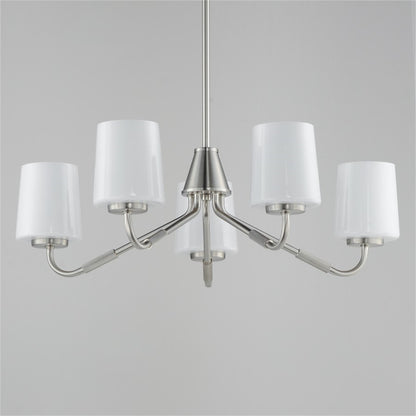 Maxim Lighting Durham 5Lt 8" Single-Tier Chandelier, Nickel/White