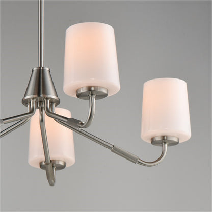 Maxim Lighting Durham 5Lt 8" Single-Tier Chandelier, Nickel/White