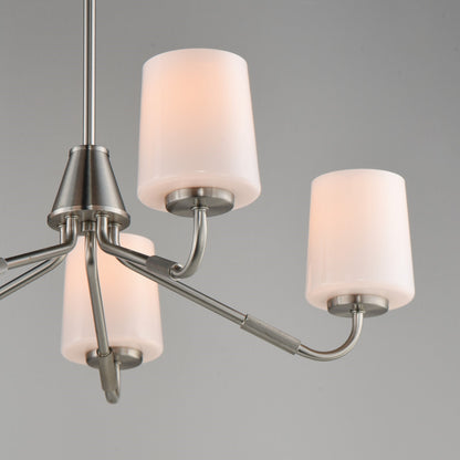 Maxim Lighting Durham 5Lt 8" Single-Tier Chandelier, Nickel/White