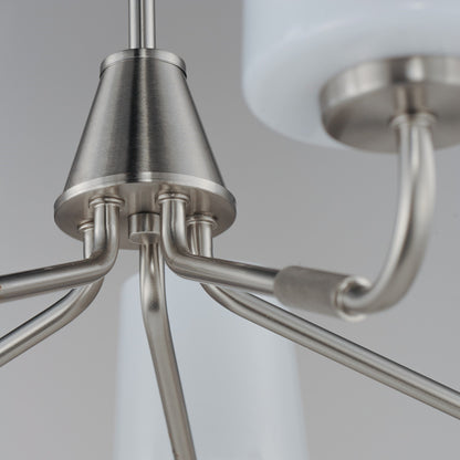 Maxim Lighting Durham 5Lt 8" Single-Tier Chandelier, Nickel/White