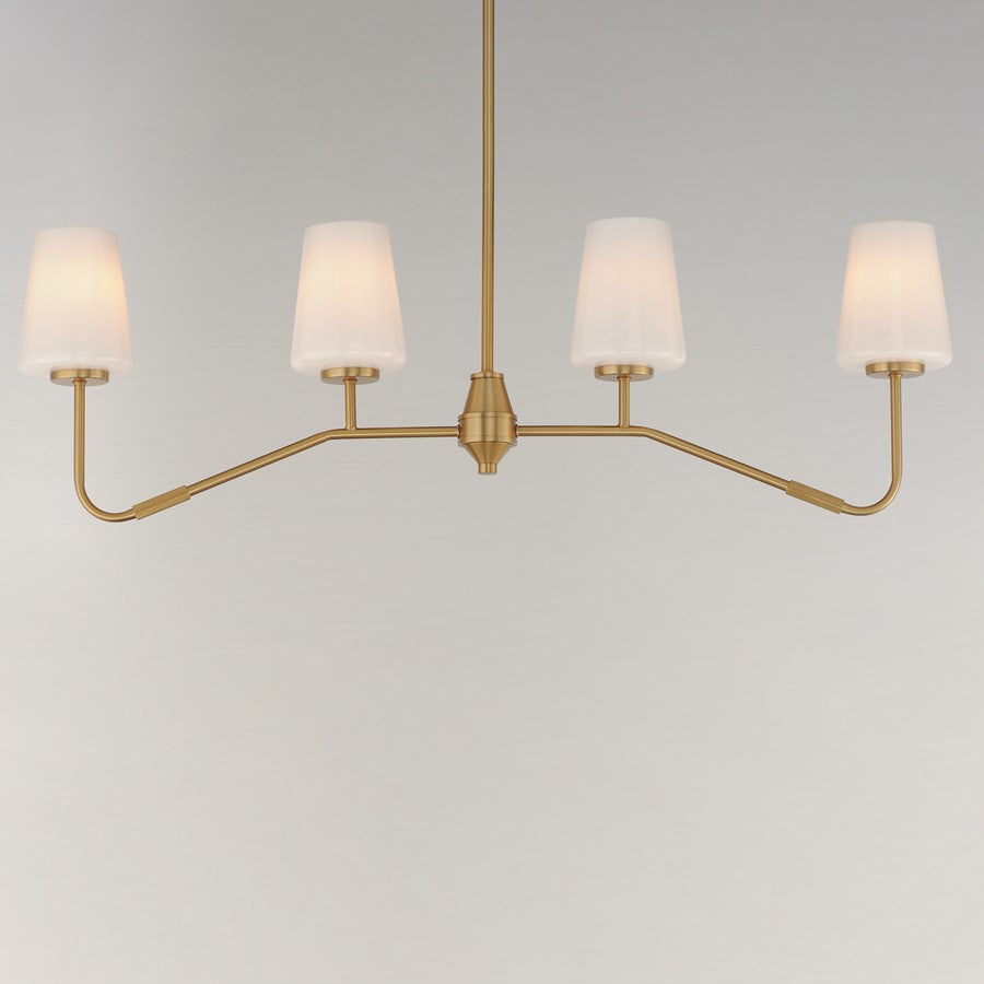 Maxim Lighting Durham 4 Light Linear Pendant, Aged Brass/White