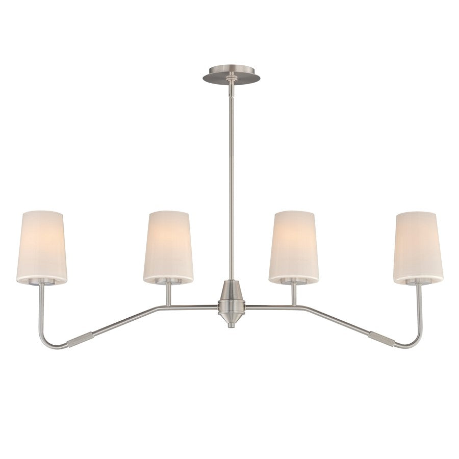 Maxim Lighting Durham 4Lt 12.25" Linear Pendant, Satin Nickel/White - 12697WTSN