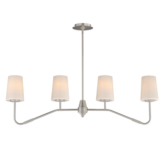 Maxim Lighting Durham 4Lt 12.25" Linear Pendant, Satin Nickel/White