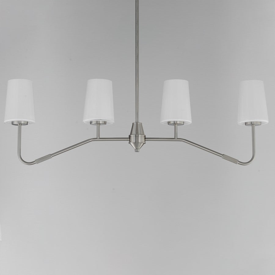 Maxim Lighting Durham 4Lt 12.25" Linear Pendant, Satin Nickel/White