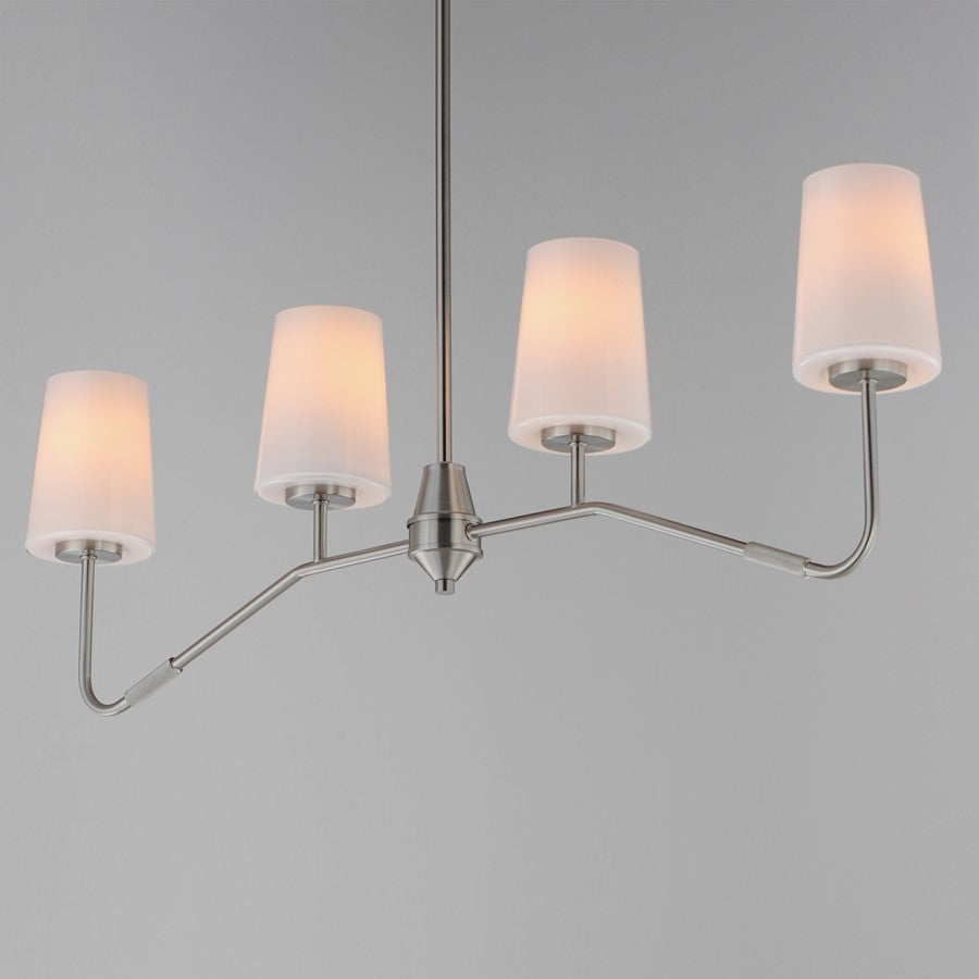 Maxim Lighting Durham 4Lt 12.25" Linear Pendant, Satin Nickel/White