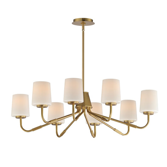 Maxim Lighting Durham 8 Light Chandelier, Natural Aged Brass/White