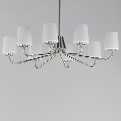 Maxim Lighting Durham 8 Light 8.75" Chandelier, Satin Nickel/White