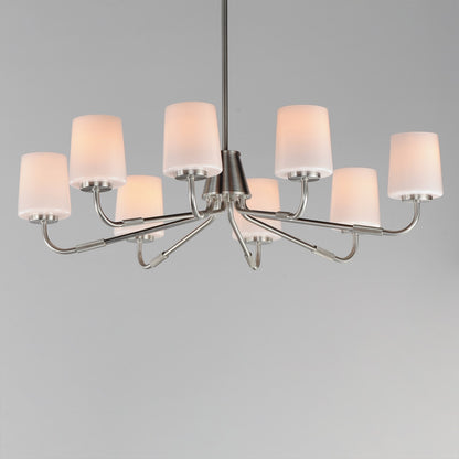 Maxim Lighting Durham 8 Light 8.75" Chandelier, Satin Nickel/White