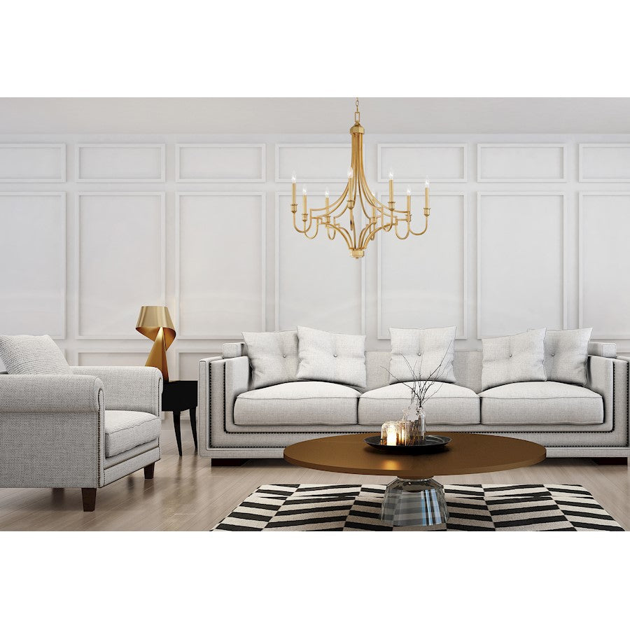 Normandy Chandelier, Gold Leaf