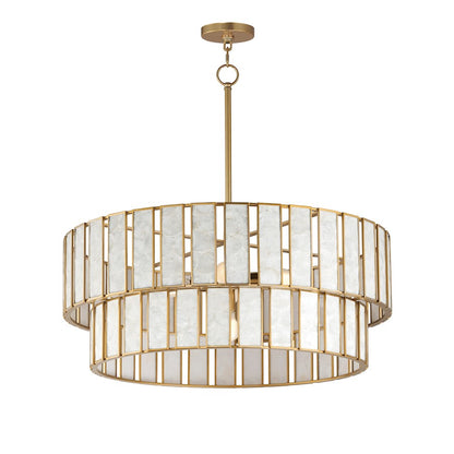 Maxim Lighting Miramar 6 Light Chandlelier, Capiz/Aged Brass