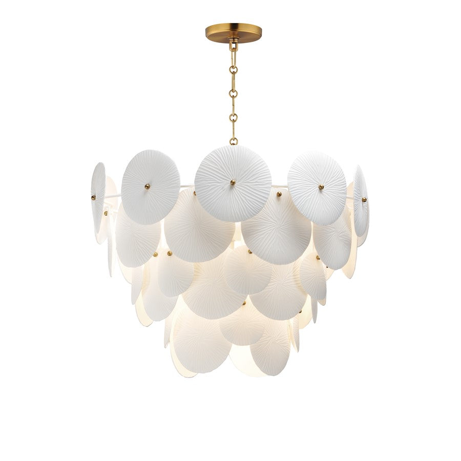 Maxim Lighting Isla 5 Light Chandelier, Natural Aged Brass/White - 12825WTNAB