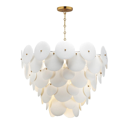 Maxim Lighting Isla 8 Light Chandelier, Natural Aged Brass/White