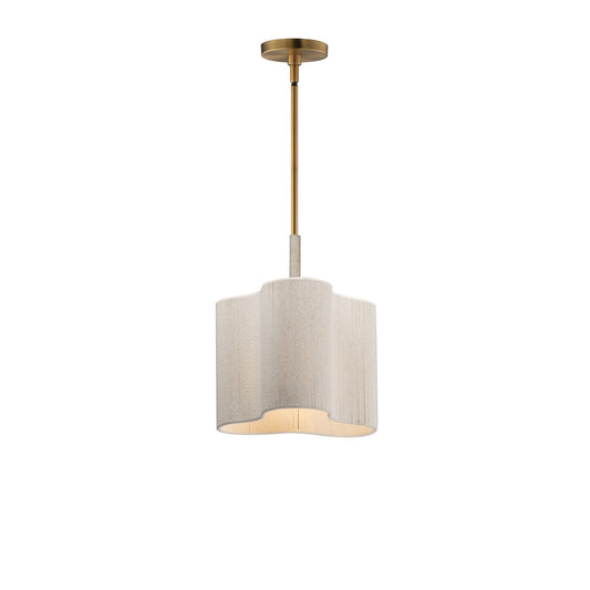 Maxim Corsica 12.5in 1-Light Pendant | Coastal Natural Aged Brass and Bleached Rope | Kitchen Island & Dining Room | Model 12831OFNAB