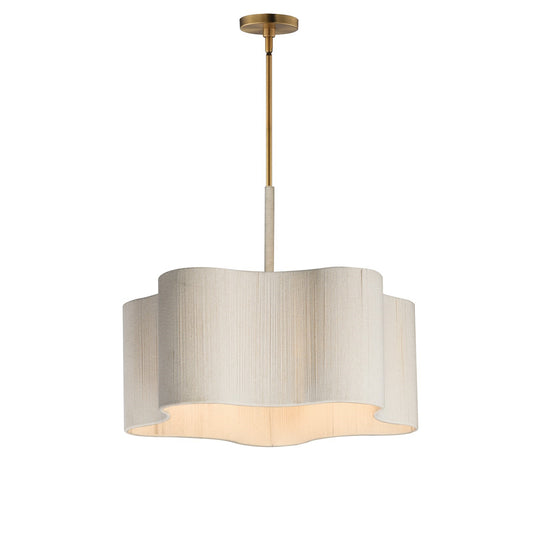 Maxim Lighting Corsica 24.5in 5-Light Pendant | Coastal Natural Aged Brass and Bleached Rope | Kitchen Island & Dining Room | Model 12835OFNAB