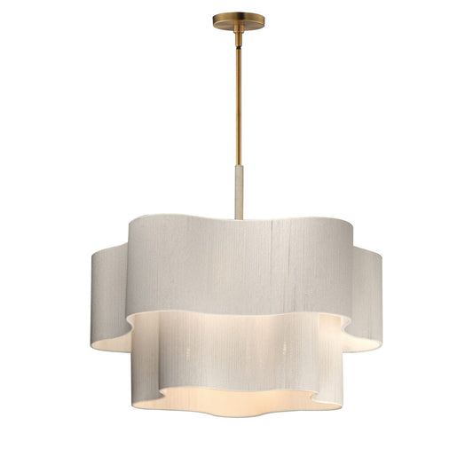 Maxim Corsica 34in 6-Light Pendant | Coastal Natural Aged Brass and Bleached Rope | Dining Room & Foyer | 34 x 34 x 28.25 in | Model 12836OFNAB