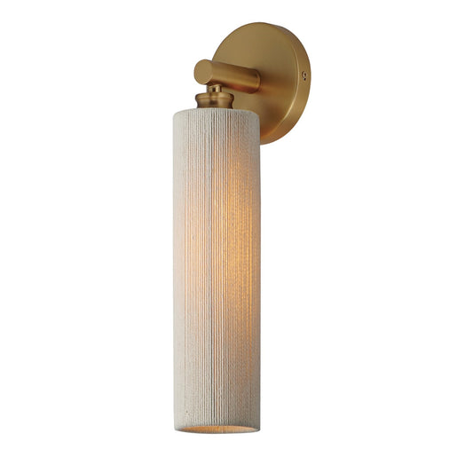 Maxim Aveline 16in 1-Light Wall Sconce | Coastal Natural Aged Brass and Rope Shade | Bedroom & Hallway Accent Light | 5 x 16.25 in | Model 12851NAB