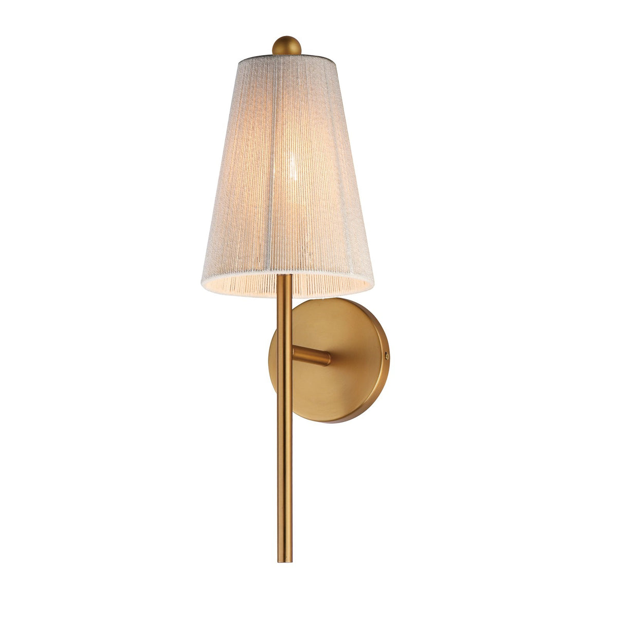 Maxim Lighting Valette 21in 1-Light Wall Sconce | Coastal Natural Aged Brass and Bleached Cotton Rope | Bedroom & Hallway Accent | Model 12861NAB