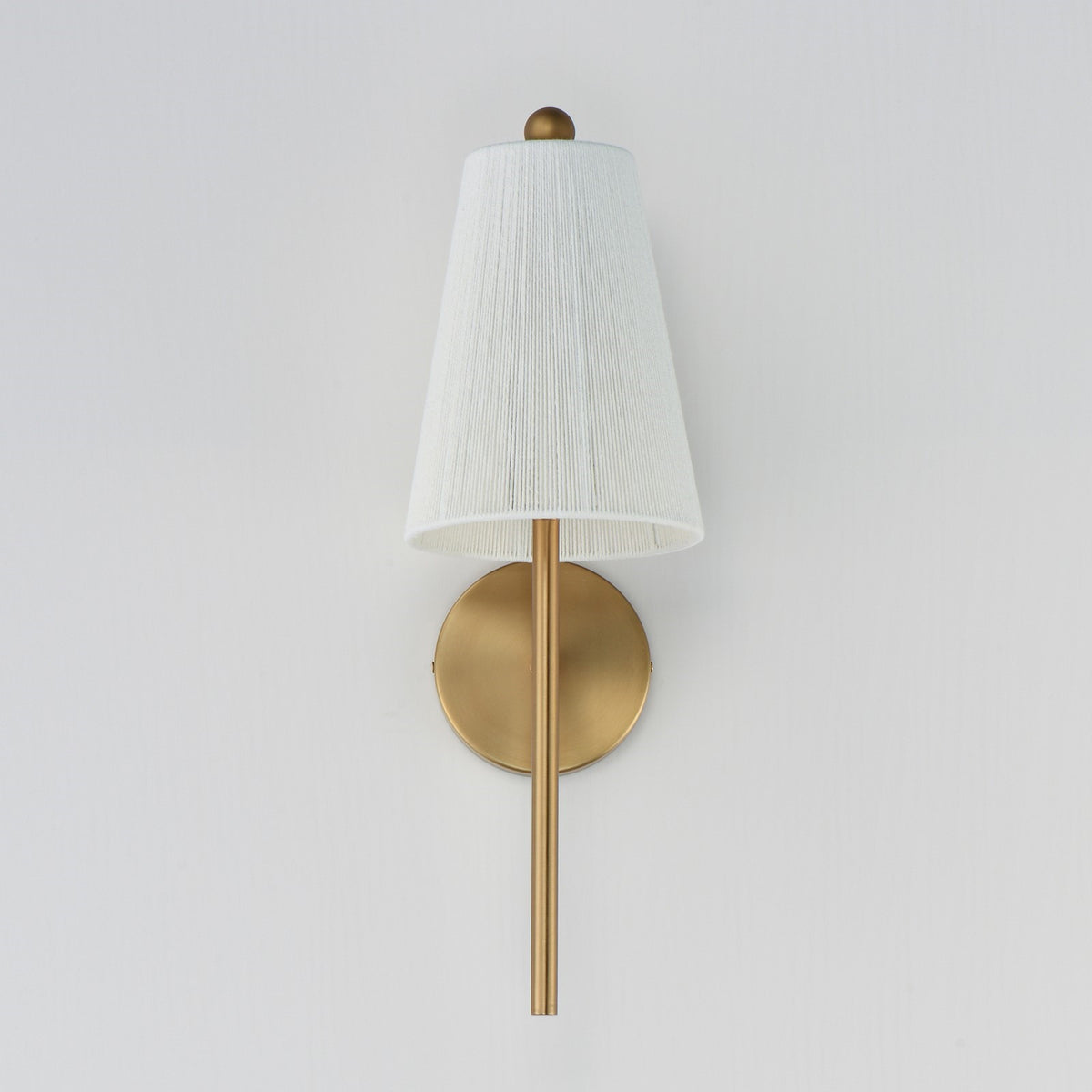 Maxim Lighting Valette 21in 1-Light Wall Sconce | Coastal Natural Aged Brass and Bleached Cotton Rope | Bedroom & Hallway Accent | Model 12861NAB