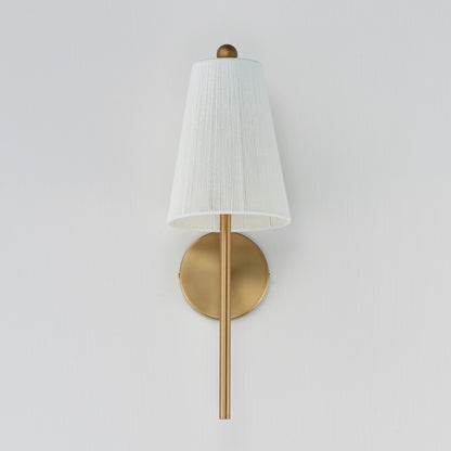 Maxim Lighting Valette 21in 1-Light Wall Sconce | Coastal Natural Aged Brass and Bleached Cotton Rope | Bedroom & Hallway Accent | Model 12861NAB