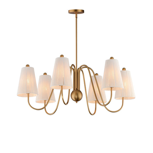 Maxim Lighting Valette 37in 6-Light Chandelier | Coastal Natural Aged Brass and Bleached Cotton Rope | Dining Room & Foyer | Model 12865NAB