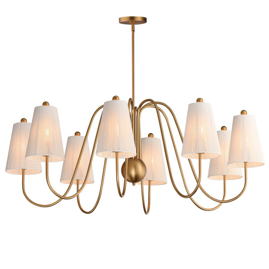 Maxim Lighting Valette 47in 8-Light Chandelier | Coastal Natural Aged Brass and Bleached Cotton Rope | Dining Room & Foyer | Model 12868NAB