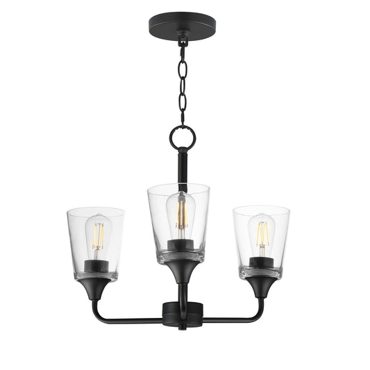Maxim Lighting Hudson 3Lt 15.25" Single-Tier Chandelier, Black/Clear