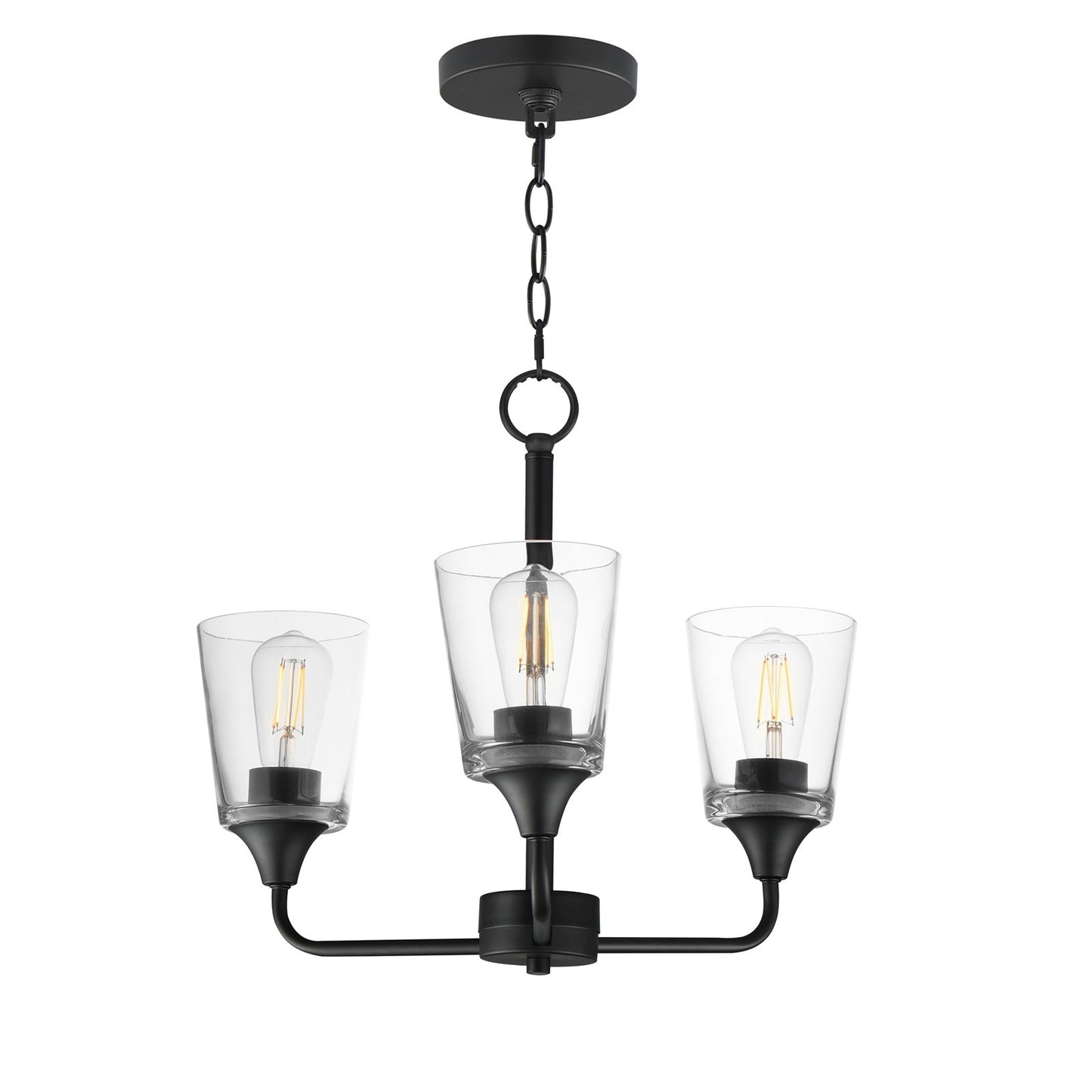 Maxim Lighting Hudson 3Lt 15.25" Single-Tier Chandelier, Black/Clear