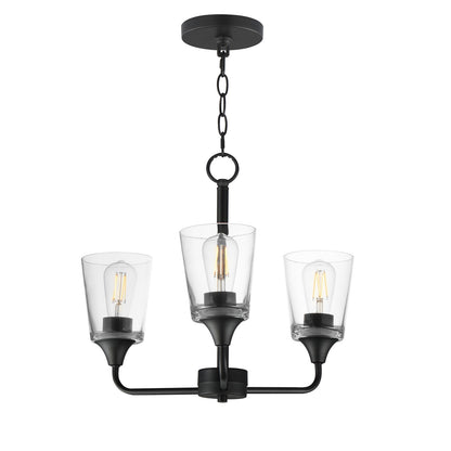 Maxim Lighting Hudson 3Lt 15.25" Single-Tier Chandelier, Black/Clear