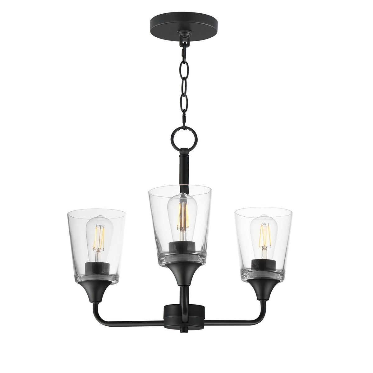 Maxim Lighting Hudson 3Lt 15.25" Single-Tier Chandelier, Black/Clear