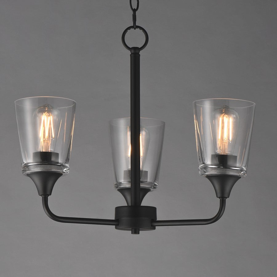 Maxim Lighting Hudson 3Lt 15.25" Single-Tier Chandelier, Black/Clear