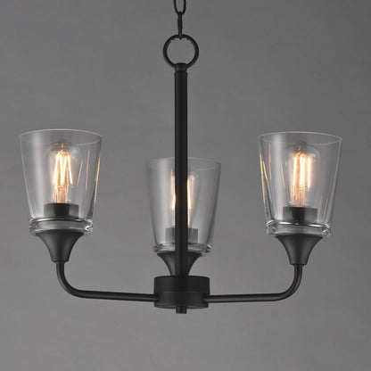 Maxim Lighting Hudson 3Lt 15.25" Single-Tier Chandelier, Black/Clear