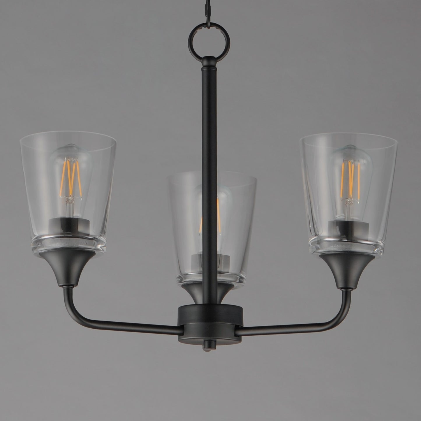 Maxim Lighting Hudson 3Lt 15.25" Single-Tier Chandelier, Black/Clear