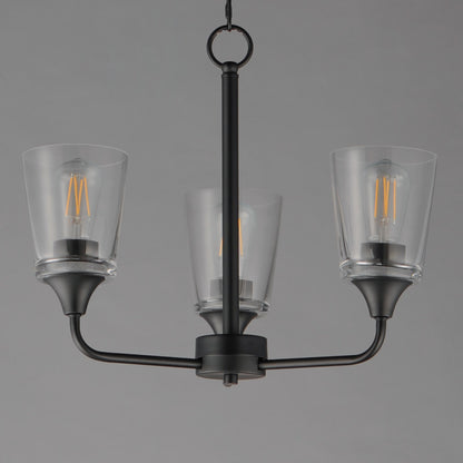Maxim Lighting Hudson 3Lt 15.25" Single-Tier Chandelier, Black/Clear